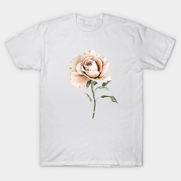 Single Peach Rose T-Shirt by ShealeenLouise